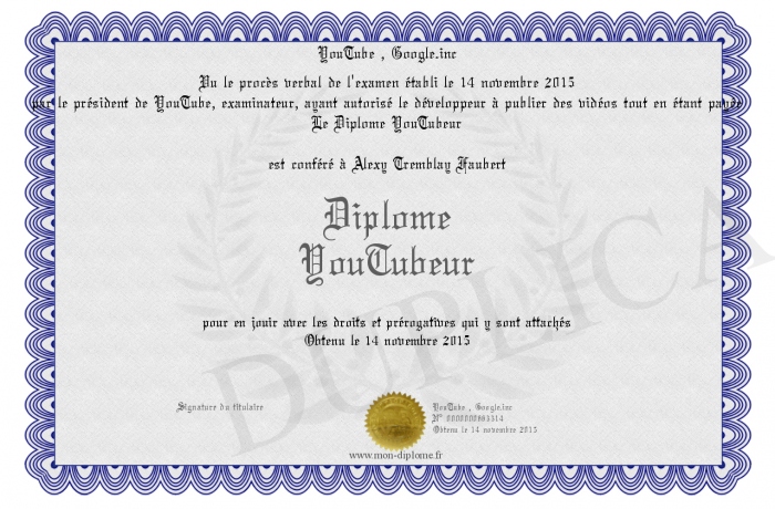 diplome youtubeur